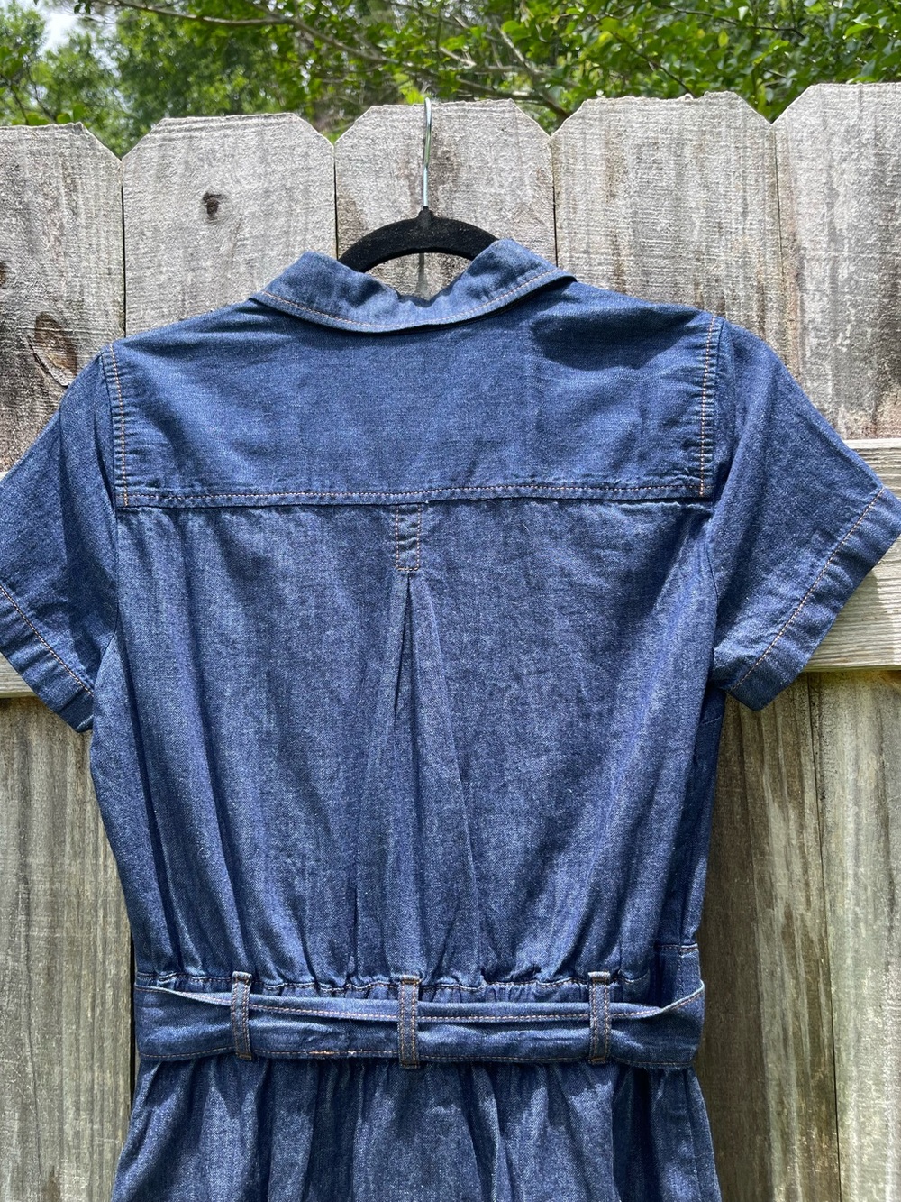 J. Crew Dark Blue Denim Button-Front Dress with Contrast Stitching NWT - Picture 10 of 11
